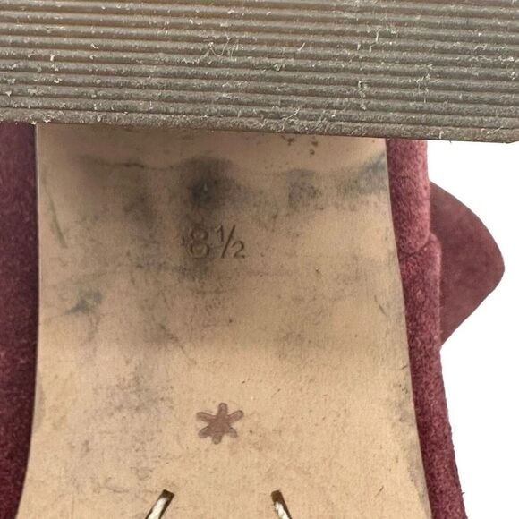 Splendid Ankle Boots Red Suede Leather Size 8.5 Side Zip Almond Toe Medium Heel - Picture 9 of 11